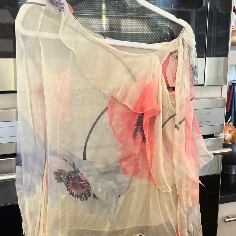 Emanuel Ungaro Floral Sheer top - Peach and Cream